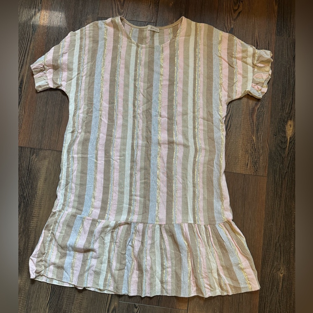 Bellambra Italian Designer Linen Blend Striped Dress Size Large